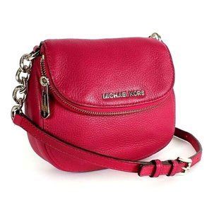 Michael Kors Bedford Flap Crossbody Pebbled Red Leather Purse